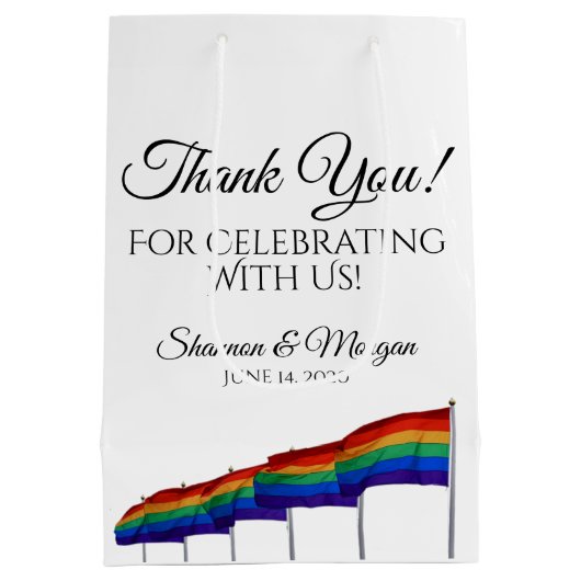 Gay Pride Wedding Bedankt Gift Bag - Zwarte tekst Medium Cadeauzakje (Achterkant)