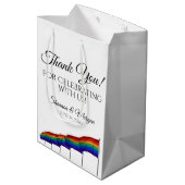 Gay Pride Wedding Bedankt Gift Bag - Zwarte tekst Medium Cadeauzakje (Achterkant Gekanteld)