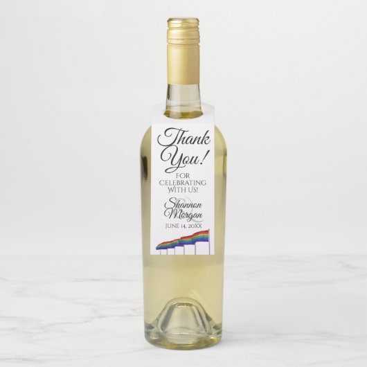 Gay Pride Wedding Bottle Hanger Label - Zwarte tek (Op fles)