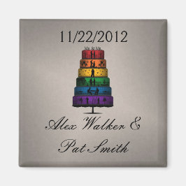 Gay Pride Wedding Cake met Rainbow Tiers Magneet