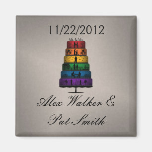 Gay Pride Wedding Cake met Rainbow Tiers Magneet