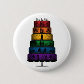 Gay Pride Wedding Cake met Rainbow Tiers Ronde Button 5,7 Cm (Voorkant)