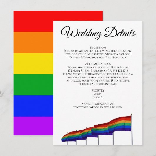 Gay Pride Wedding Details Enclosure Card Informatiekaartje (Voorkant / Achterkant)