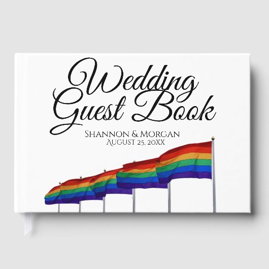 Gay Pride Wedding Guest Book - Black Text Gastenboek (Voorkant)