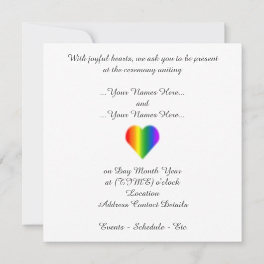 Gay Pride Wedding Invitations Rainbow Love Kaarten (Achterkant)