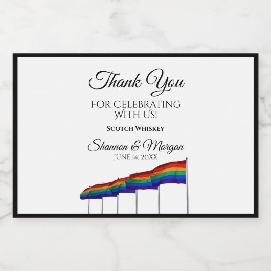 Gay Pride Wedding Mini Liquor Bottle Label Likeurfles Etiket (Enkel label)