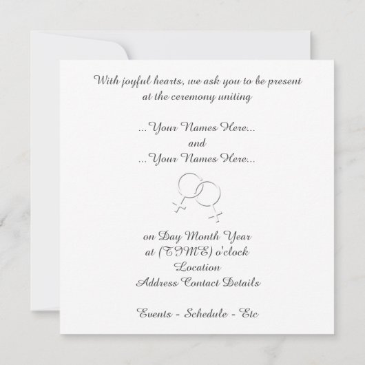 Gay Pride Wedding nodigt Kaarten uit van hetzelfde (Achterkant)