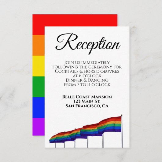 Gay Pride Wedding Reception Enclosure Card Informatiekaartje (Voorkant / Achterkant)