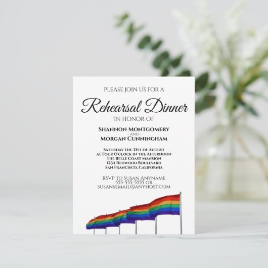 Gay Pride Wedding Rehearsal Dinner Uitnodiging (Staand voorkant)