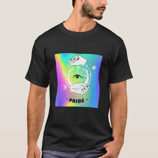 Gay Pride Witchy Moon Tarot Card Rainbow Eye LGBTQ T-shirt (Voorkant)