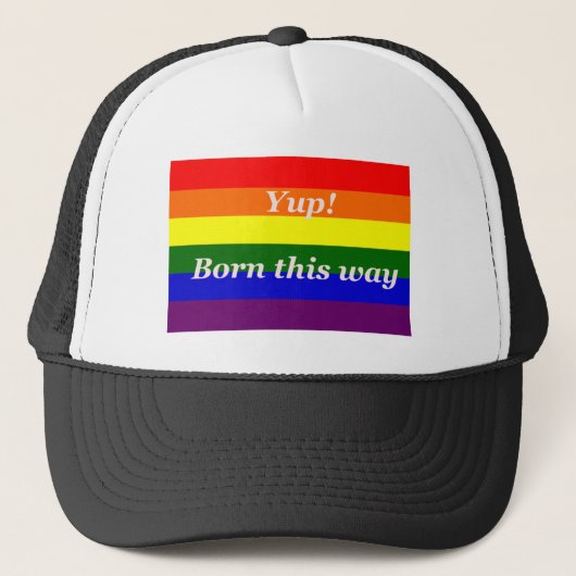 Gay Pride Yup zo geboren Trucker Pet (Voorkant)