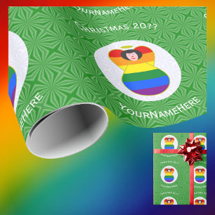 Gay Pride Zwarte Haar Engel Kerst Vlag Persoonlijk Cadeaupapier