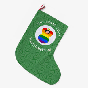 Gay Pride Zwarte Haar Engel Kerstvlag Persoonlijk Grote Kerstsok