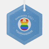 Gay Prijs Blonde Angel Chanoeka Vlag Gepersonalise Glas Ornament (Voorkant)