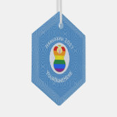 Gay Prijs Blonde Angel Chanoeka Vlag Gepersonalise Glas Ornament (Voorkant Rechts)