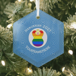 Gay Prijs Blonde Angel Chanoeka Vlag Gepersonalise Glas Ornament