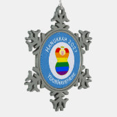 Gay Prijs Blonde Angel Chanoeka Vlag Gepersonalise Tin Sneeuwvlok Ornament (Links)