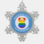 Gay Prijs Blonde Angel Chanoeka Vlag Gepersonalise Tin Sneeuwvlok Ornament (Voorkant)