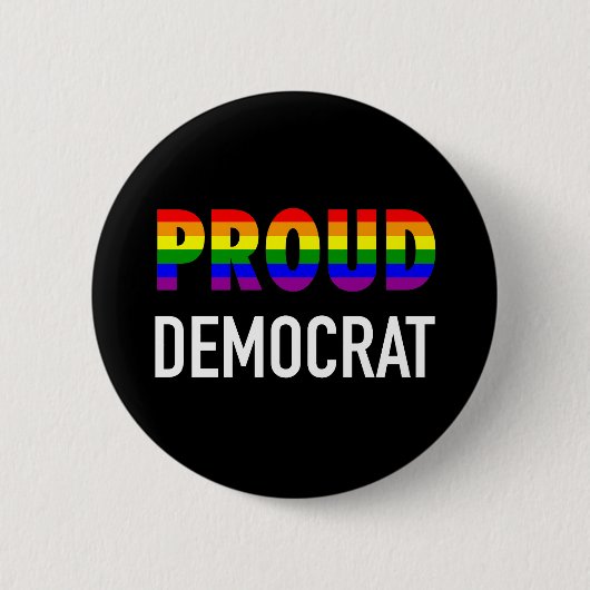 Gay Proud Democraat Ronde Button 5,7 Cm (Voorkant)
