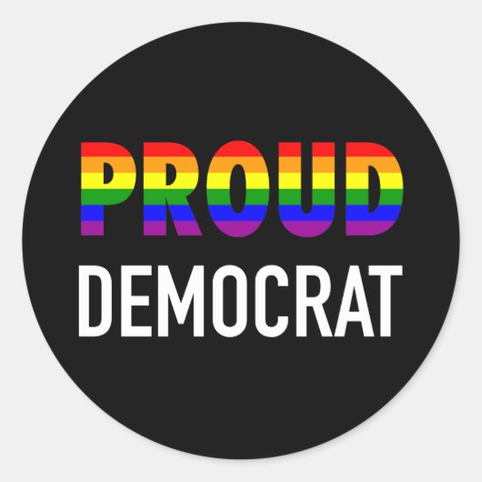 Gay Proud Democraat Ronde Sticker (Voorkant)