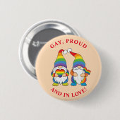 Gay, Proud en In Love - Two Rainbow Boy Gnomes Ronde Button 5,7 Cm (Voorkant /achterkant)