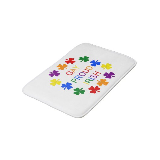 Gay Proud Irish LGBT Rainbow Shamrocks Badmat (Gekanteld)