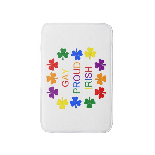 Gay Proud Irish LGBT Rainbow Shamrocks Badmat (Voorkant Verticaal)