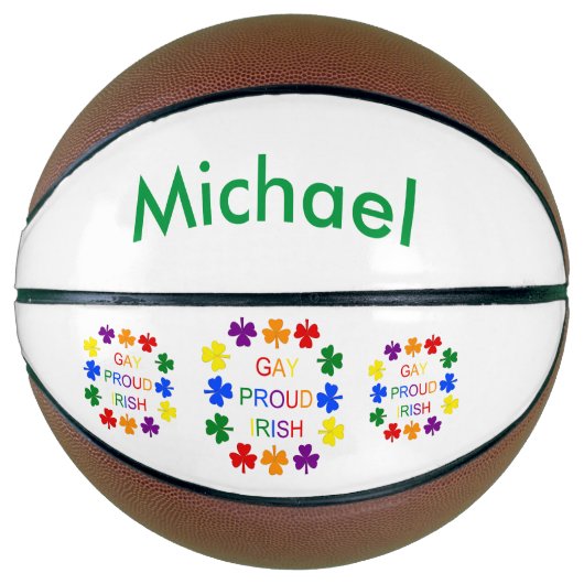 Gay Proud Irish LGBT Rainbow Shamrocks Basketbal (Voorkant)