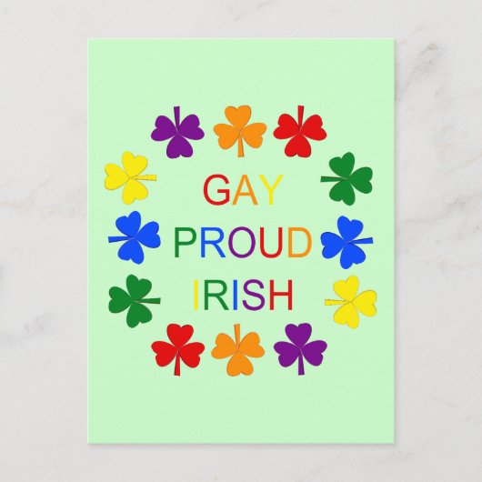 Gay Proud Irish LGBT Rainbow Shamrocks Briefkaart (Voorkant)