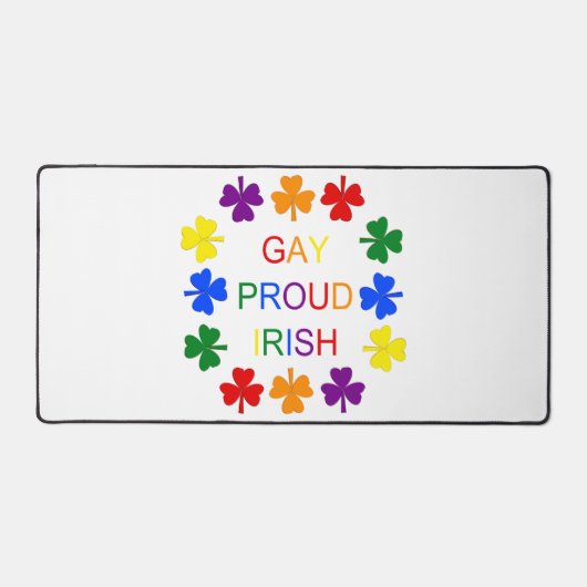 Gay Proud Irish LGBT Rainbow Shamrocks Bureaumat (Voorkant)