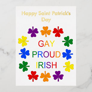 Gay Proud Irish LGBT Rainbow Shamrocks Custom Folie Feestdagen Briefkaart