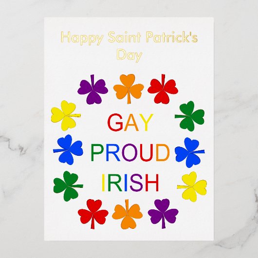 Gay Proud Irish LGBT Rainbow Shamrocks Custom Folie Feestdagen Briefkaart (Voorkant)