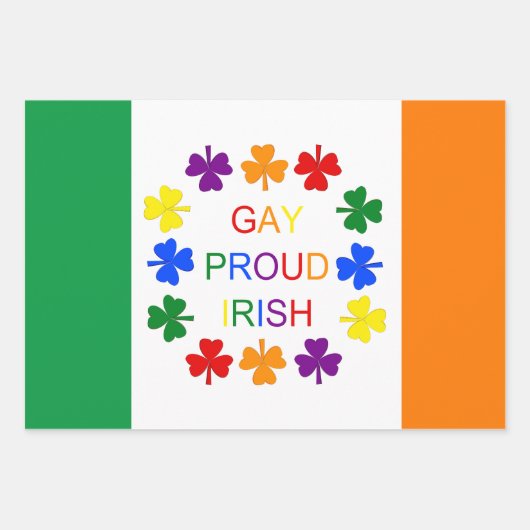 Gay Proud Irish LGBT Rainbow Shamrocks Custom Inpakpapier Vel (Voorkant 3)