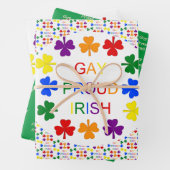 Gay Proud Irish LGBT Rainbow Shamrocks Custom Inpakpapier Vel (In situ)
