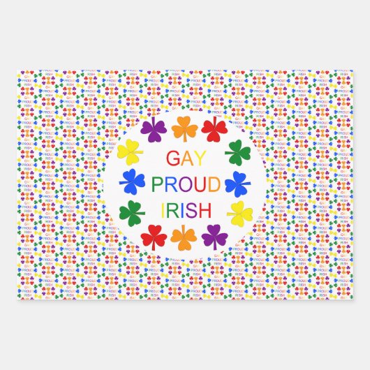 Gay Proud Irish LGBT Rainbow Shamrocks Custom Inpakpapier Vel (Voorkant)