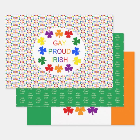 Gay Proud Irish LGBT Rainbow Shamrocks Custom Inpakpapier Vel (Set)