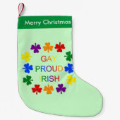 Gay Proud Irish LGBT Rainbow Shamrocks Custom Kleine Kerstsok (Voorkant)