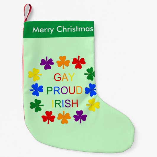 Gay Proud Irish LGBT Rainbow Shamrocks Custom Kleine Kerstsok (Voorkant)