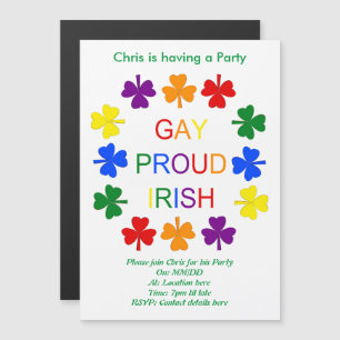 Gay Proud Irish LGBT Rainbow Shamrocks Custom Magnetische Uitnodiging