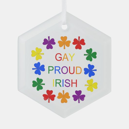Gay Proud Irish LGBT Rainbow Shamrocks Glas Ornament (Voorkant)