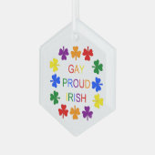 Gay Proud Irish LGBT Rainbow Shamrocks Glas Ornament (Voorkant links)