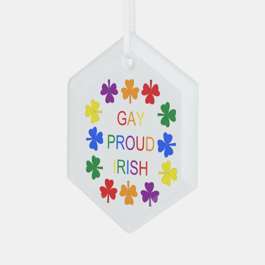 Gay Proud Irish LGBT Rainbow Shamrocks Glas Ornament (Voorkant links)