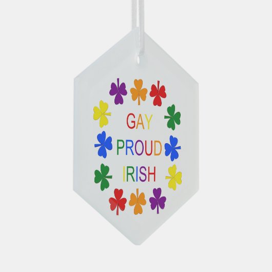Gay Proud Irish LGBT Rainbow Shamrocks Glas Ornament (Voorkant Rechts)