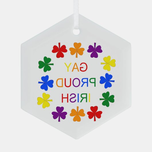 Gay Proud Irish LGBT Rainbow Shamrocks Glas Ornament (Achterkant)