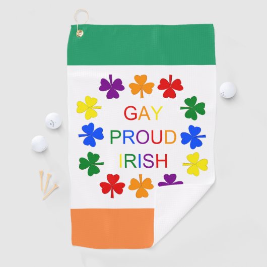 Gay Proud Irish LGBT Rainbow Shamrocks Golfhanddoek (Insitu)