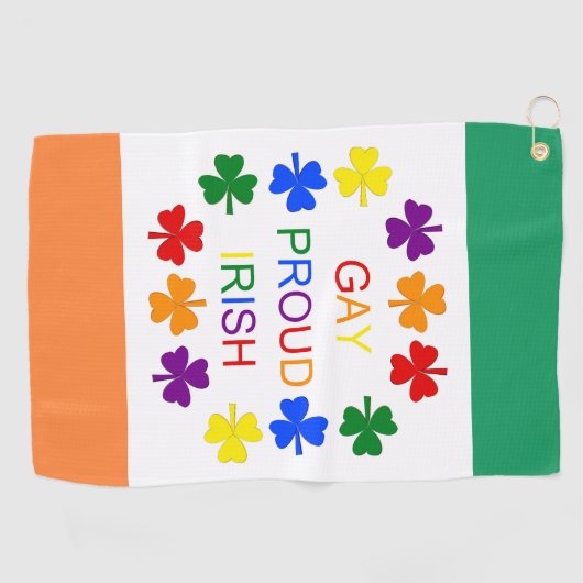 Gay Proud Irish LGBT Rainbow Shamrocks Golfhanddoek (Horizontaal)