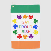 Gay Proud Irish LGBT Rainbow Shamrocks Golfhanddoek (Voorkant)