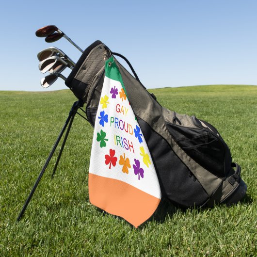 Gay Proud Irish LGBT Rainbow Shamrocks Golfhanddoek (Groen)