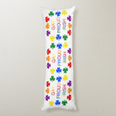 Gay Proud Irish LGBT Rainbow Shamrocks Lichaamskussen (Achterkant (Verticaal))