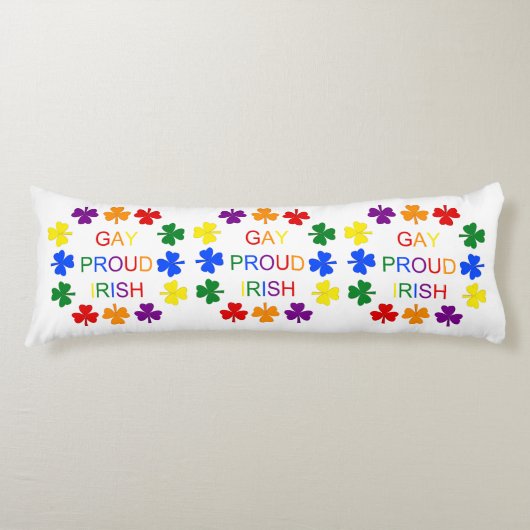 Gay Proud Irish LGBT Rainbow Shamrocks Lichaamskussen (Voorkant)